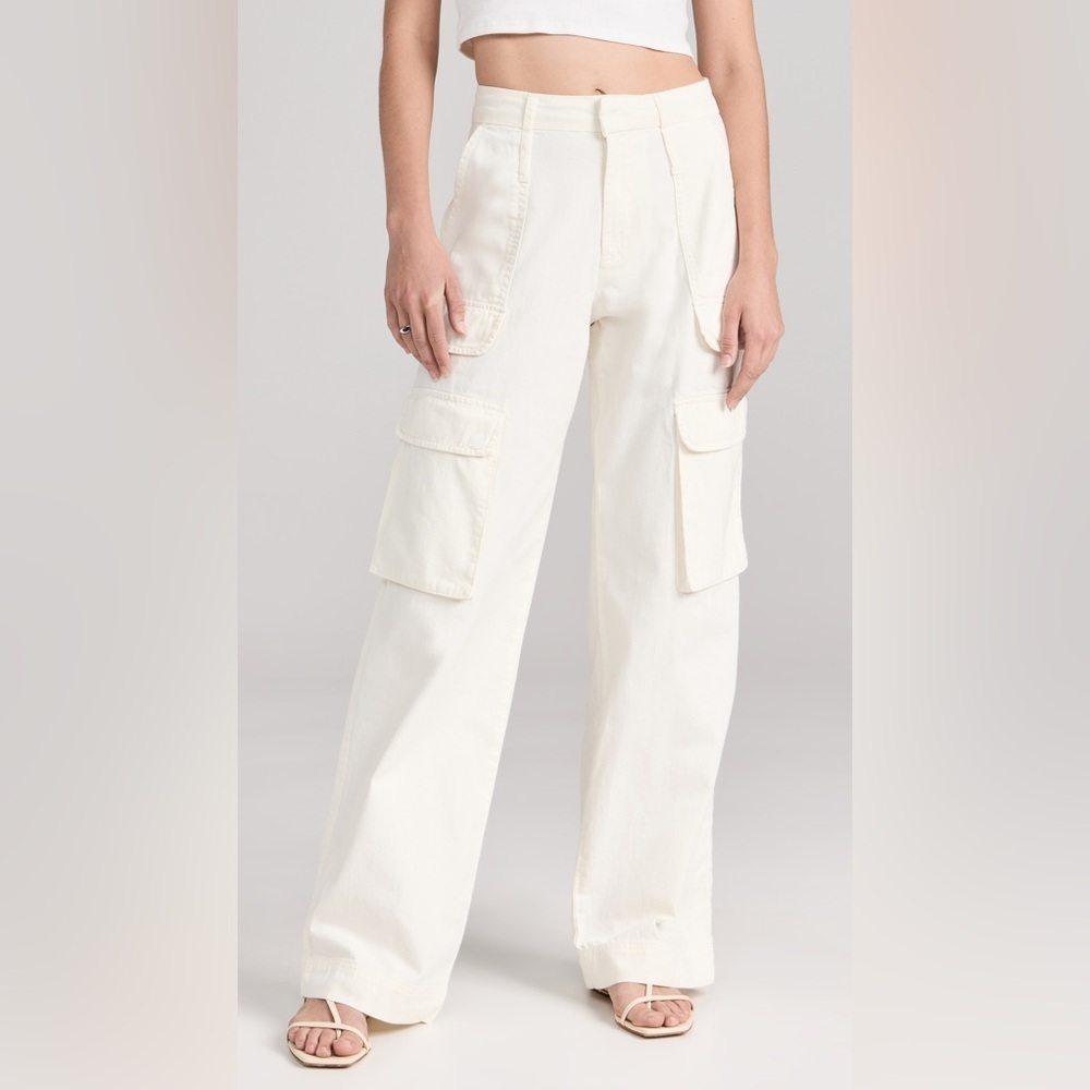new Frame Denim high rise straight leg relaxed cargo in ecru cream